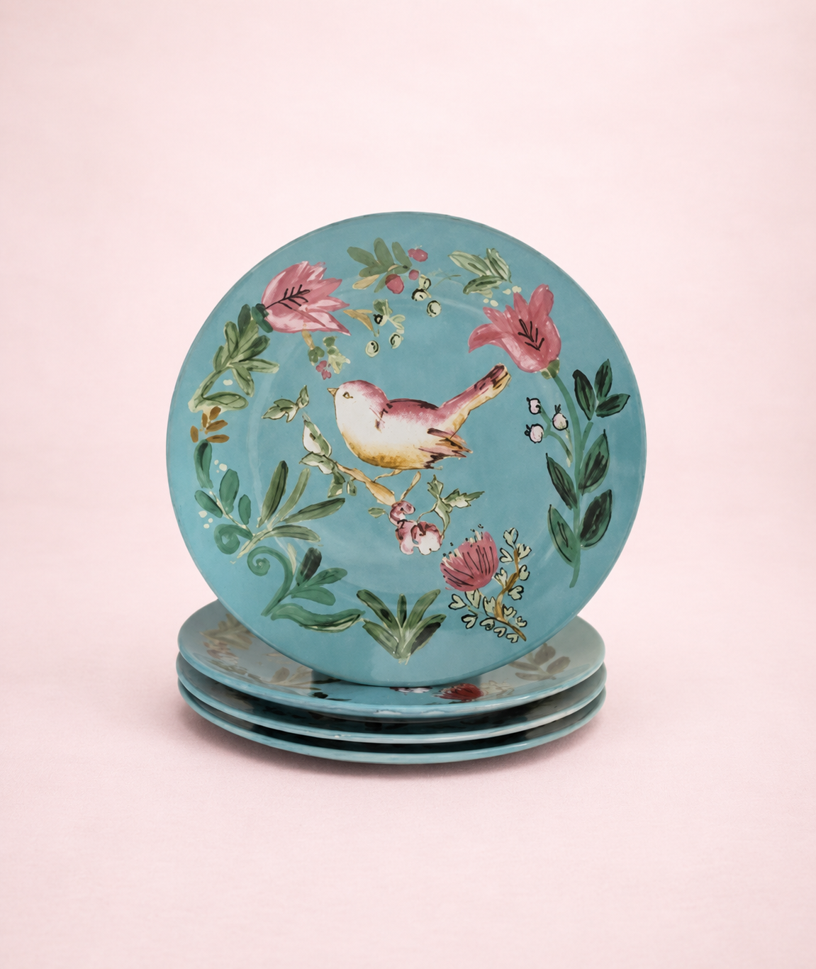 Dinner Plate Bird Aqua - Set of 4