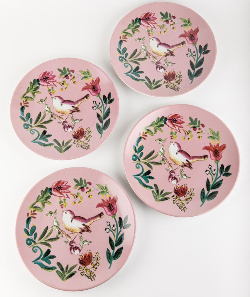 Salad Plate Bird Pink - Set of 4