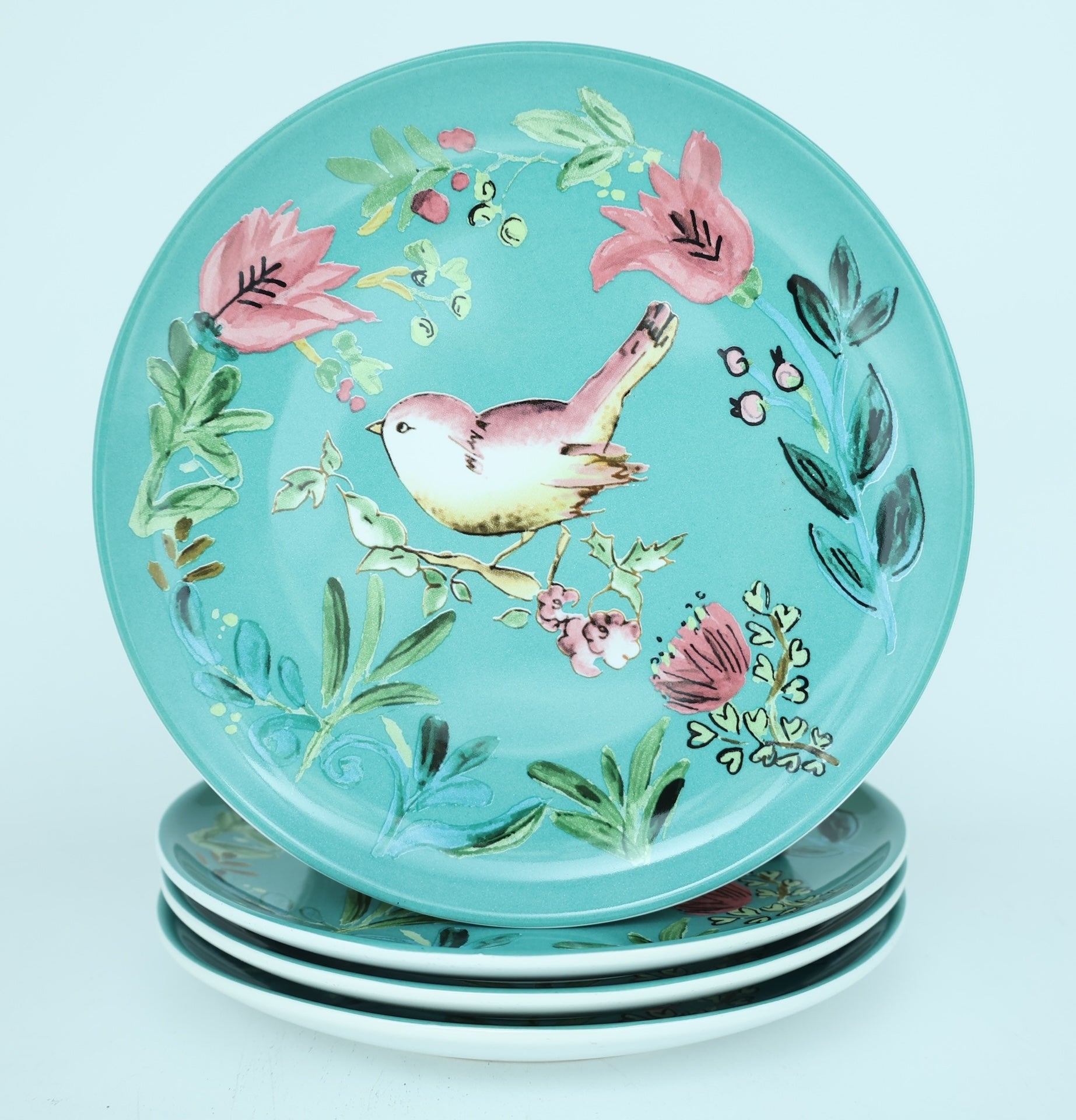 Dinner Plate Bird Aqua - Set of 4