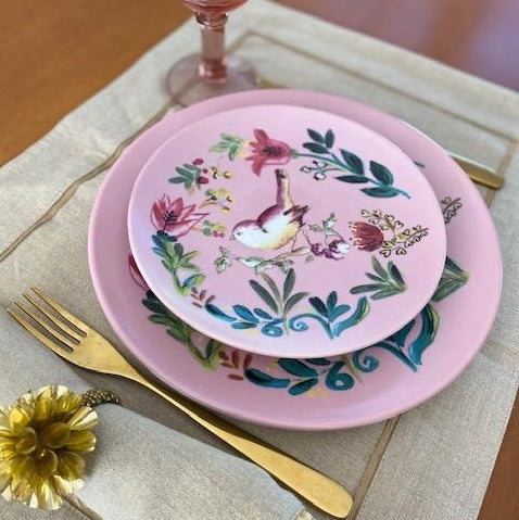 Dinner Plate Bird Pink - Set of 4