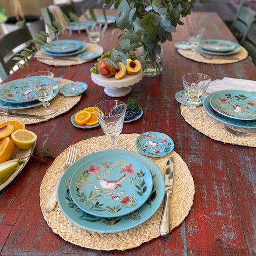 Salad Plate Bird Aqua - Set of 4