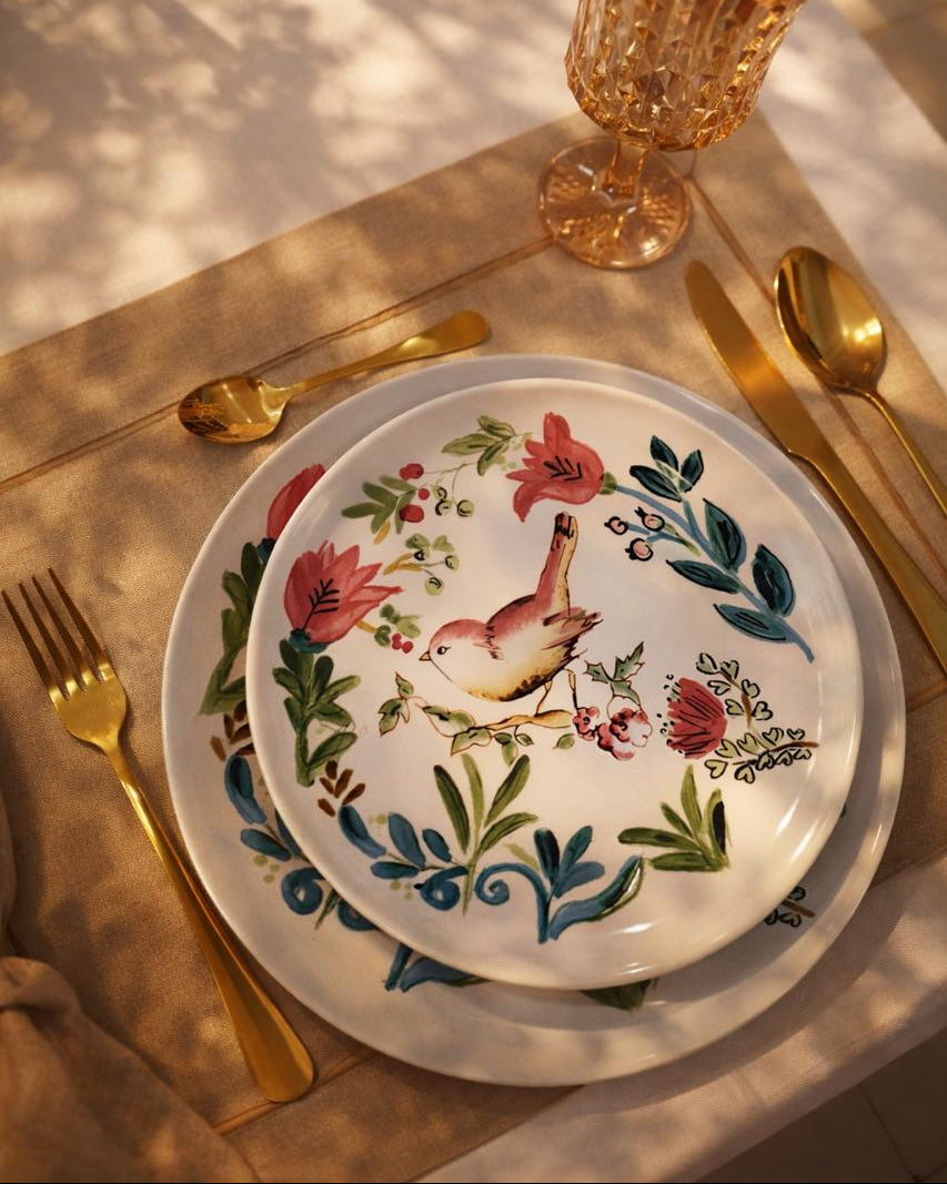 Dinner Plate Bird White - Set of 4
