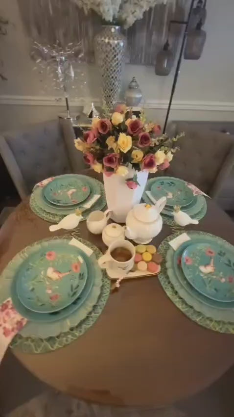 Dinner Plate Bird Aqua - Set of 4