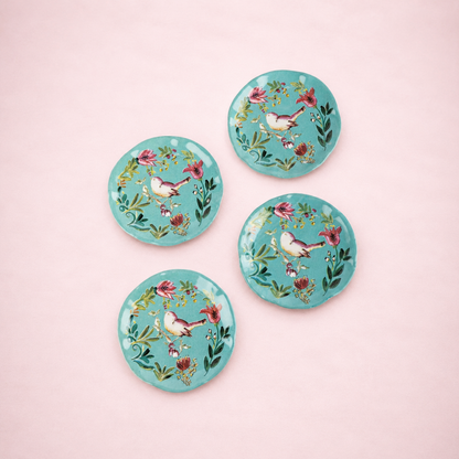 Salad Plate Bird Aqua - Set of 4