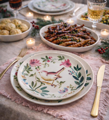 Dinner Plate Bird White - Set of 4