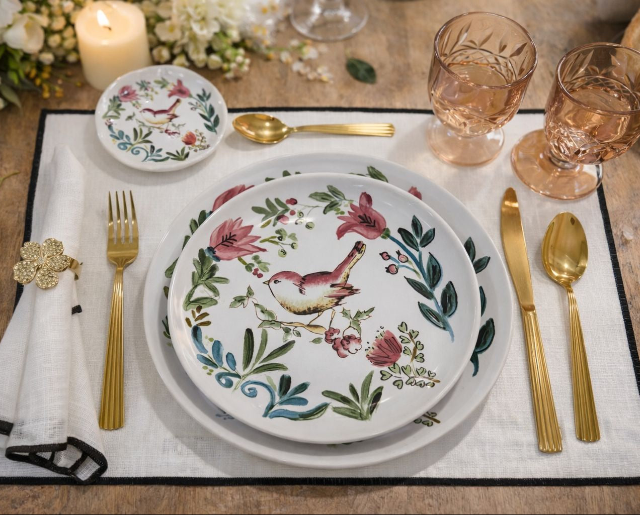 Salad Plate Bird White - Set of 4