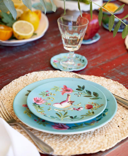 Dinner Plate Bird Aqua - Set of 4