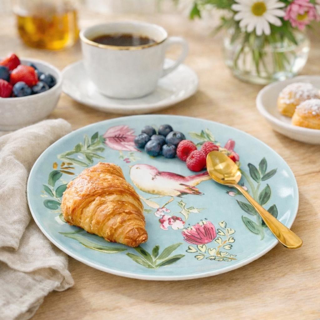 Salad Plate Bird Aqua - Set of 4