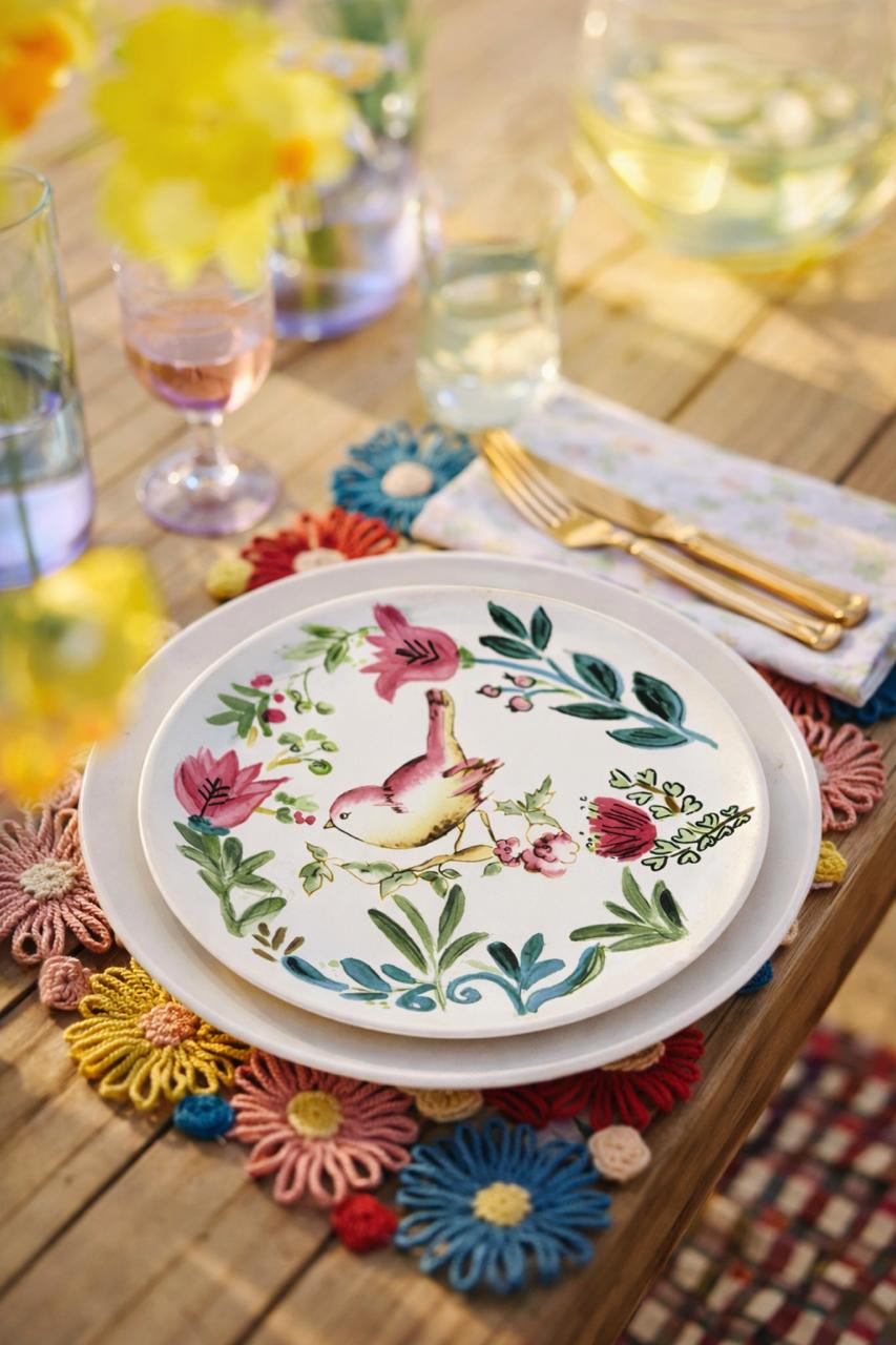 Dinner Plate Bird White - Set of 4