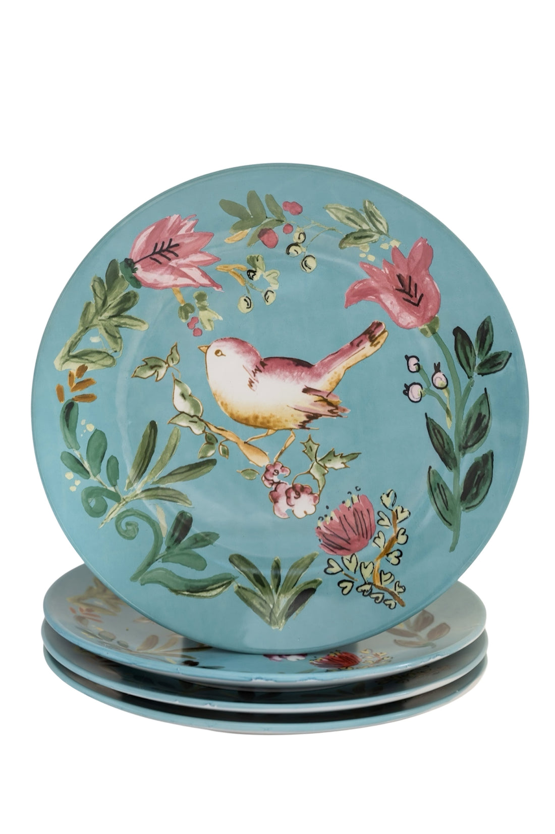 Dinner Plate Bird Aqua - Set of 4